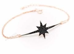 Siyah taşlı şimal yıldızı gümüş bileklik