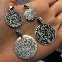 Gümüş süleymanın mührü kolye ucu model 1