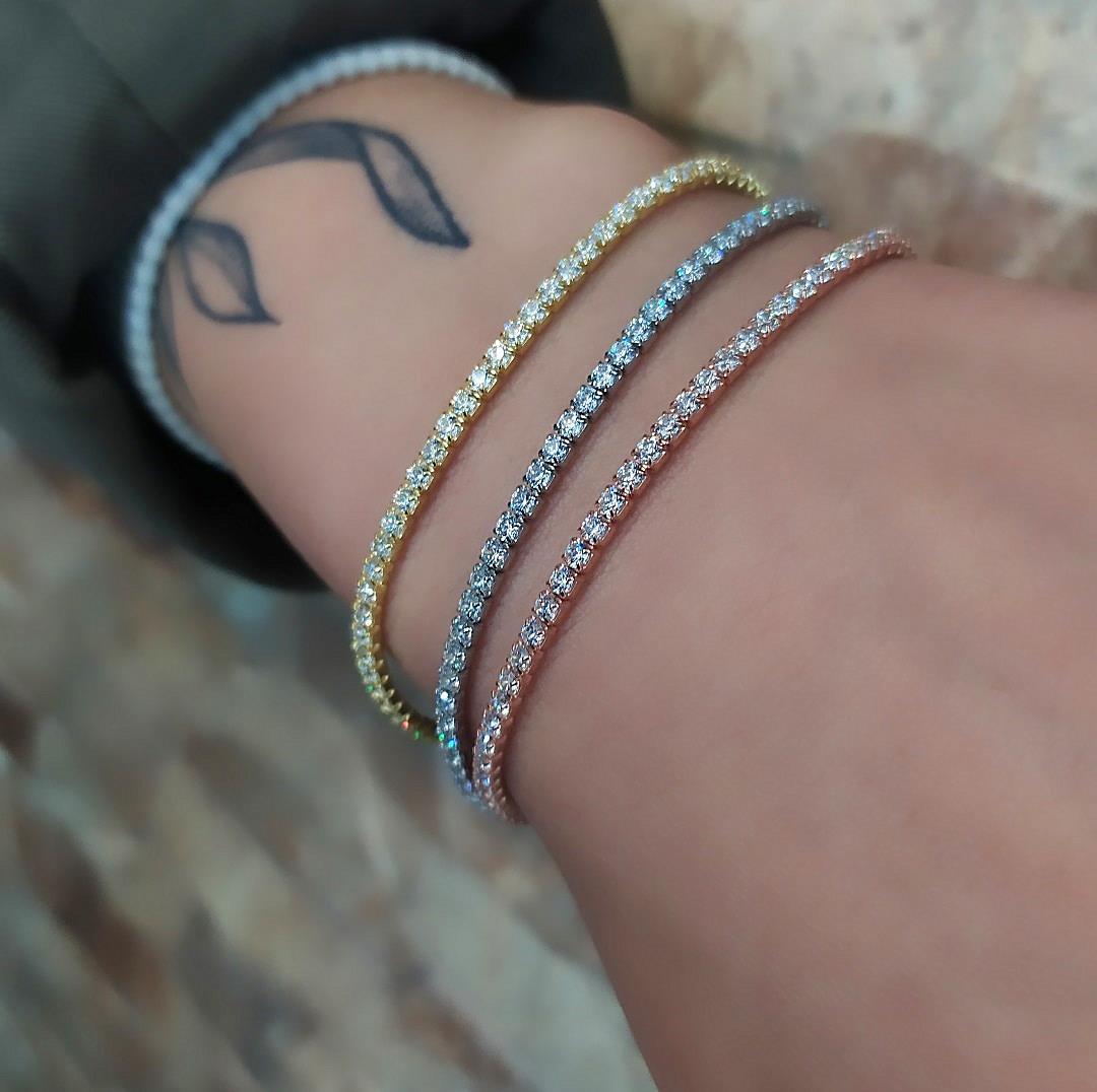 Gümüş 2 mm taşlı su yolu bileklik ak98e6o