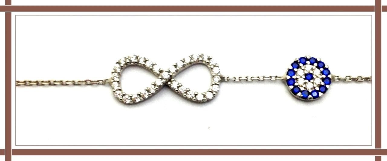 Gümüş Nazarlı sonsuzluk bileklik