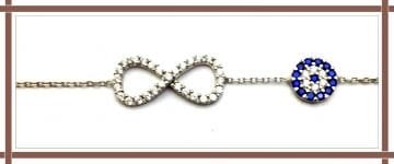 Gümüş Nazarlı sonsuzluk bileklik