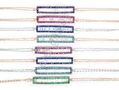 Trapez Taşlı Gümüş zincirli bileklik KL65025