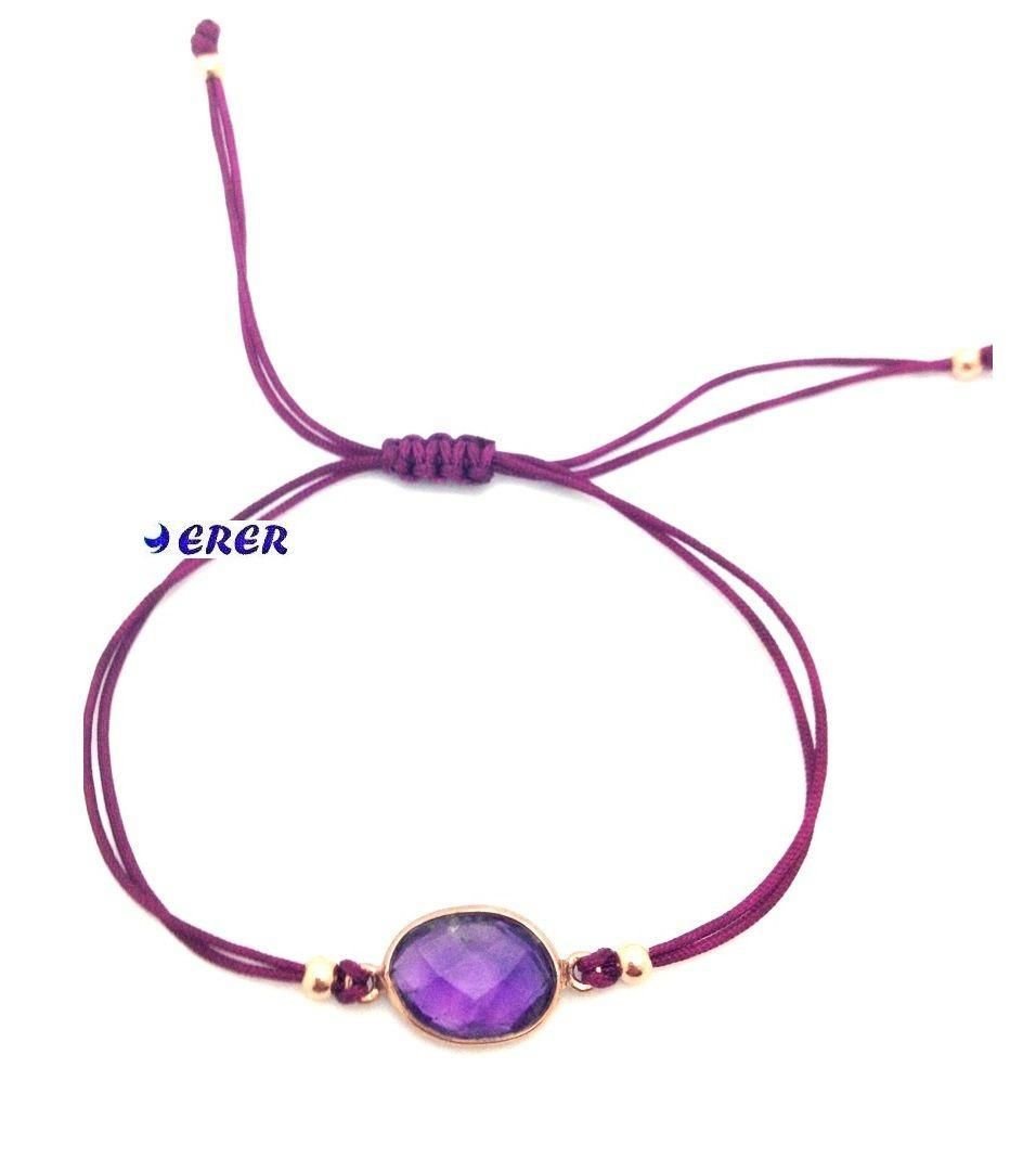 Ametist taşlı makrome bileklik