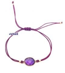Ametist taşlı makrome bileklik
