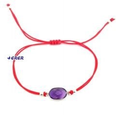 Ametist taşlı kırmızı makrome bileklik