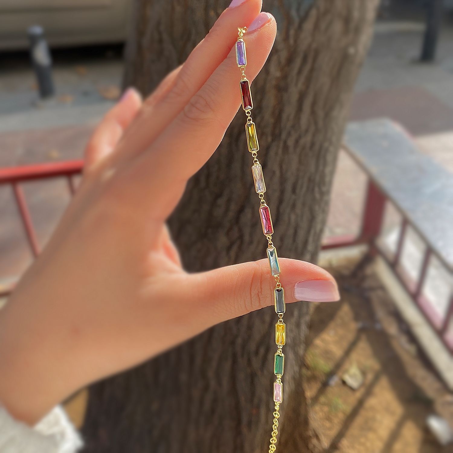 Gümüş renkli dikdörtgen taşlı bileklik cm5285d1