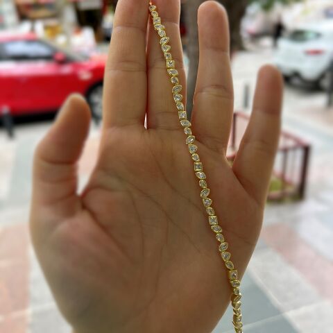 Gümüş sıvama altın kaplama su yolu bileklik hr154e12