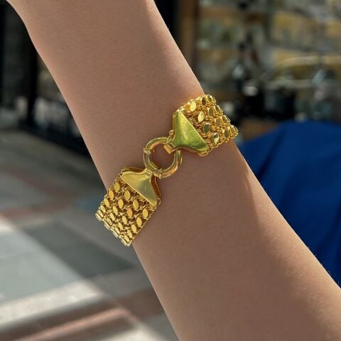 Gümüş 4 sıralı arpa pullu zincirli bileklik om124e1