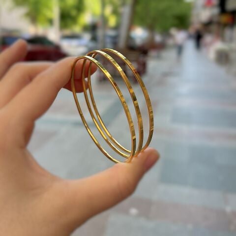 Gümüş düz Ray model bilezik el 12151