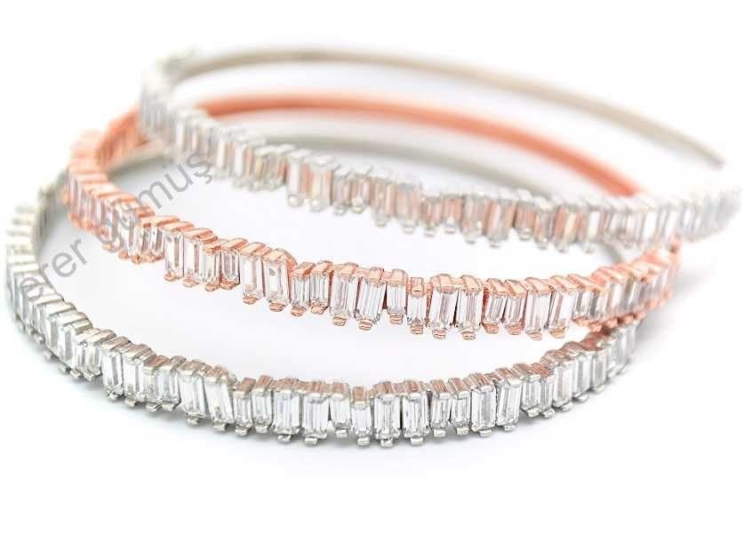 Gümüş Trapez taşlı bilezik hn9685