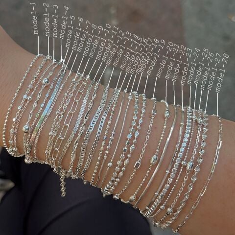 Gümüş ince zincir model bileklik