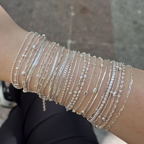 Gümüş ince zincir model bileklik