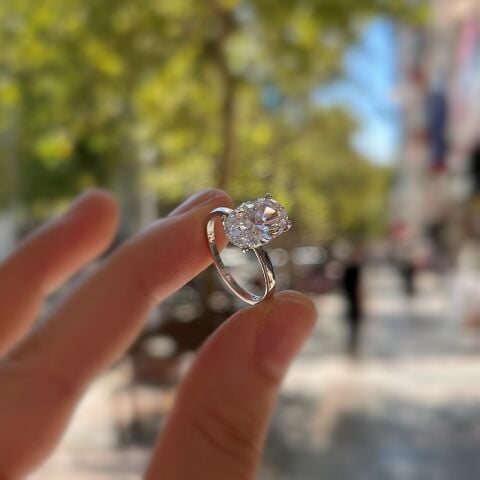 Gümüş oval 12x8 mm tek taş yüzük