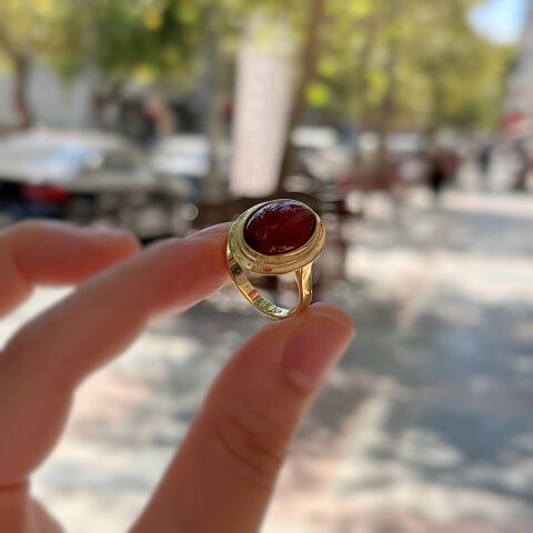 Gümüş akik taşlı yüzük hs12e12