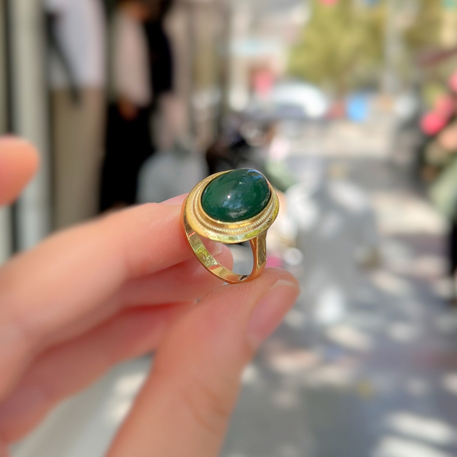 Gümüş yeşil taşlı yüzük is1872b3