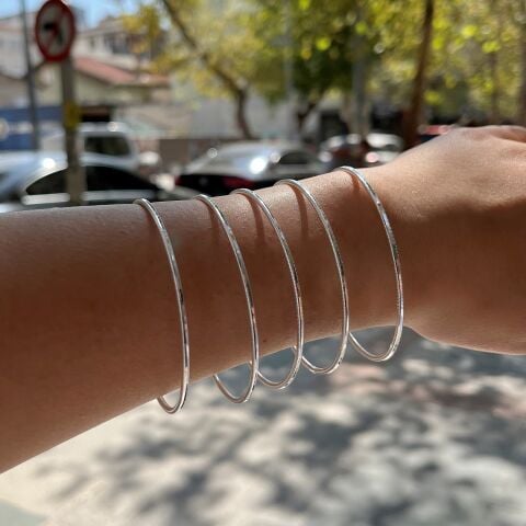 Gümüş Ince Kibrit Çöpü Ajda Bilezik