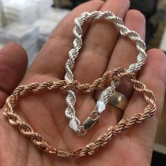 Gümüş burgu halat model zincir bileklik