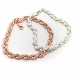 Gümüş burgu halat model zincir bileklik