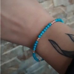 Gümüş firuze taşlı dorika toplu bayan bileklik hs14e3