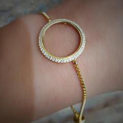 Gümüş çeyrek altı konulan çerçeveli bileklik cn14t634