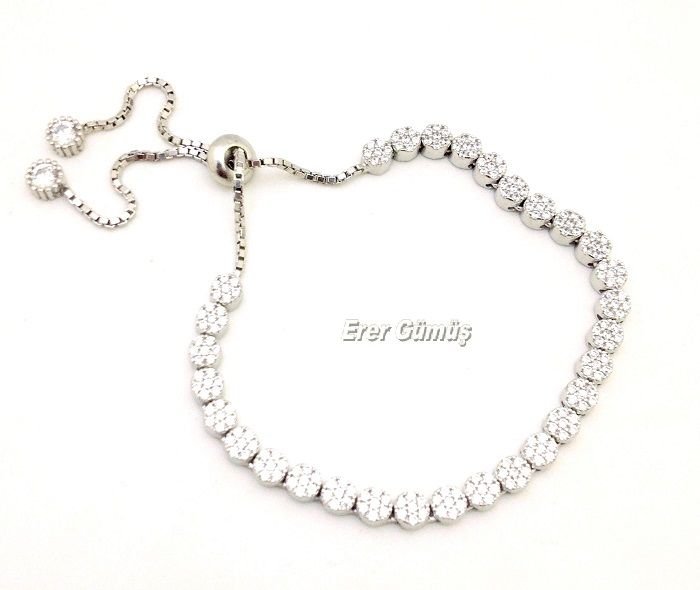 Zirkon taşlı asansör model gümüş bileklik