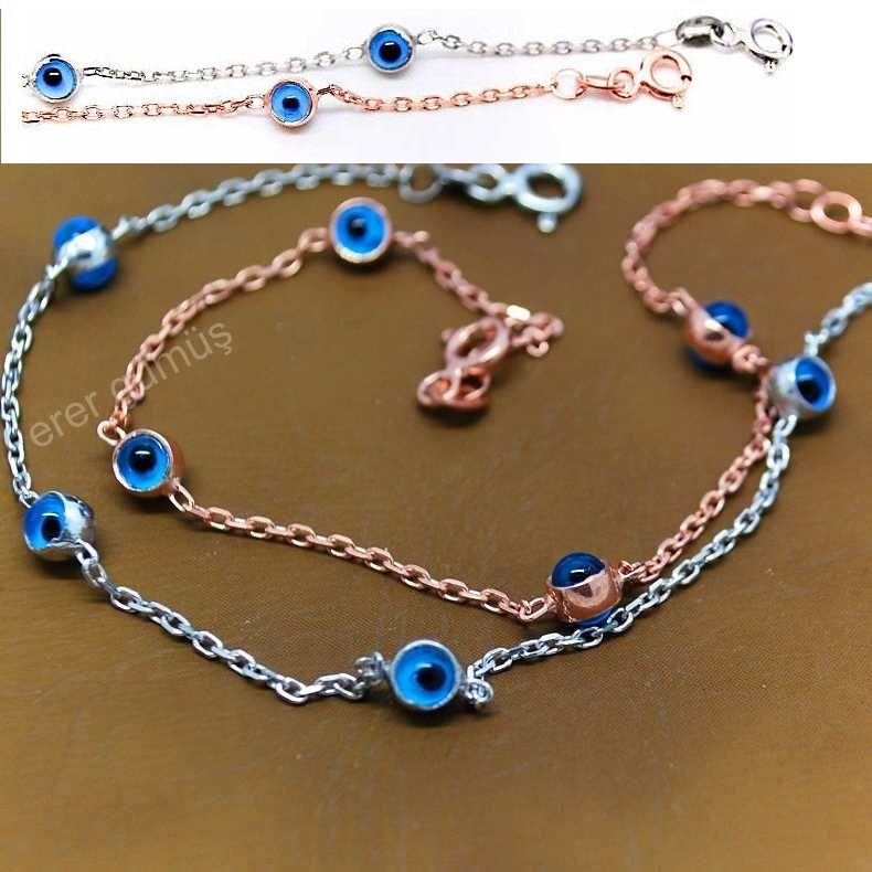 İnce Nazarlı gümüş bileklik nz201569