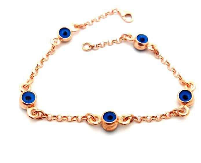 Rose nazar boncuklu bileklik-925 ayar gümüş