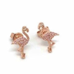 Gümüş flamingo model taşlı küpe ako4e