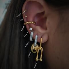 Gümüş taşlı bayan küpe kombini pl85n TEK küpe - model 1 - Gümüş Rengi  (rodaj)