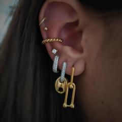 Gümüş taşlı bayan küpe kombini pl85n TEK küpe - model 1 - Gümüş Rengi  (rodaj)