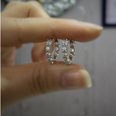 Gümüş 3 mm taşlı küçük boy halka küpe hs858f1