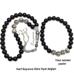Onix taşlı gümüş isimli tesbih ve bileklik kombin