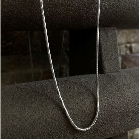 Gümüş 1,5 mm ithal yılan erkek bayan boyun zinciri kolye 45 cm