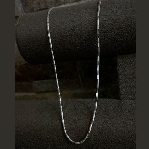 Gümüş 1,5 mm ithal yılan erkek bayan boyun zinciri kolye 45 cm