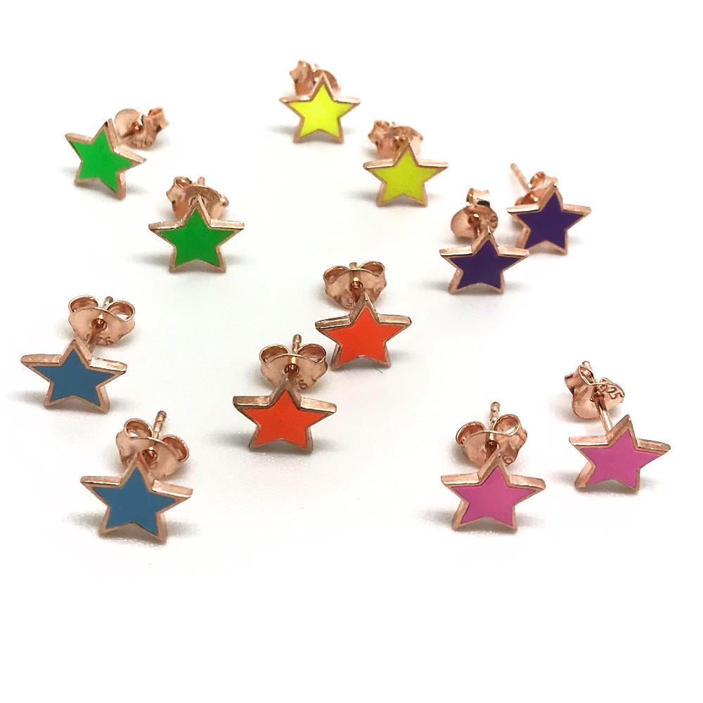 Gümüş neon renkli yıldız küpe dlp058h3