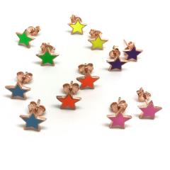 Gümüş neon renkli yıldız küpe dlp058h3