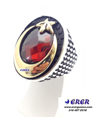 Özel tasarım Ay yıldız erkek yüzüğü