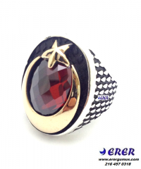 Özel tasarım Ay yıldız erkek yüzüğü