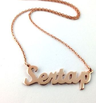 Gümüş Rose isim kolye