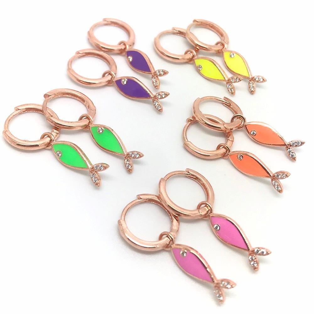Gümüş neon renkli balık küpe dlp49f6