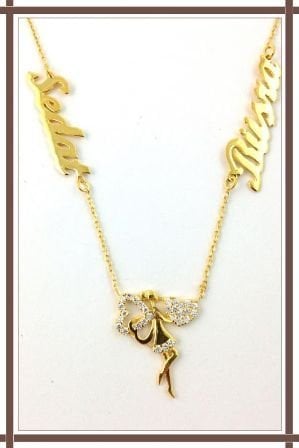 Altın Kaplama gümüş isim kolye