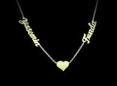 Kalpli gümüş isim kolye