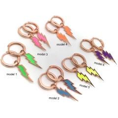 Gümüş neon renkli şimşek model küpe dlp37d2