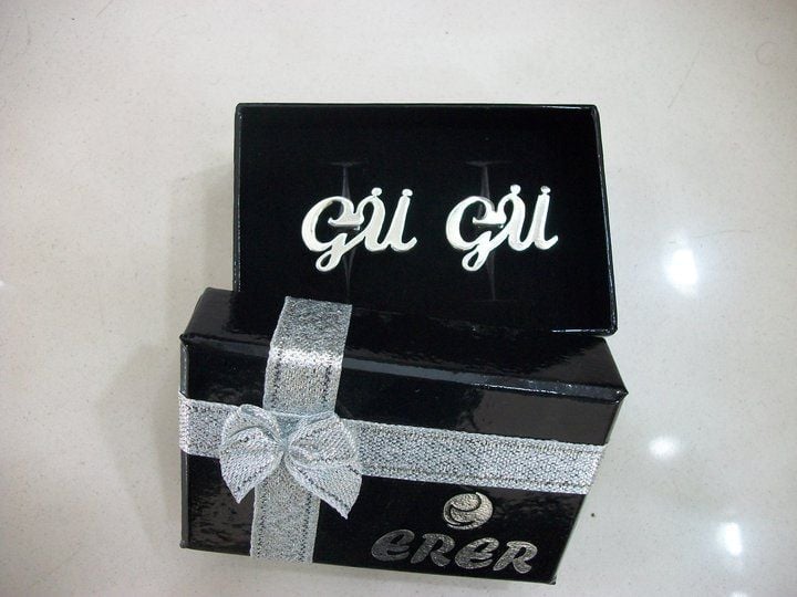 Gümüş 2 Harfli kol düğmesi