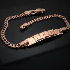 Gümüş kabartma harfli isimli çocuk bileklik künye