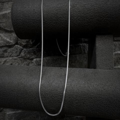 Gümüş 1,2 mm ithal yılan erkek bayan boyun zinciri kolye 50 cm