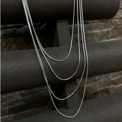 Gümüş 1,2 mm ithal yılan erkek bayan boyun zinciri kolye 50 cm