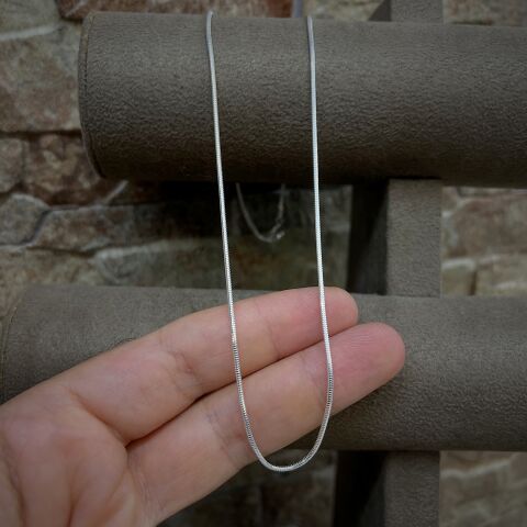 Gümüş 1,2 mm ithal yılan erkek bayan boyun zinciri kolye 50 cm