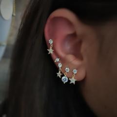 Gümüş sallantılı taşlı bayan küpe nz896r3 TEK küpe - model 1 - Gümüş Rengi  (rodaj)