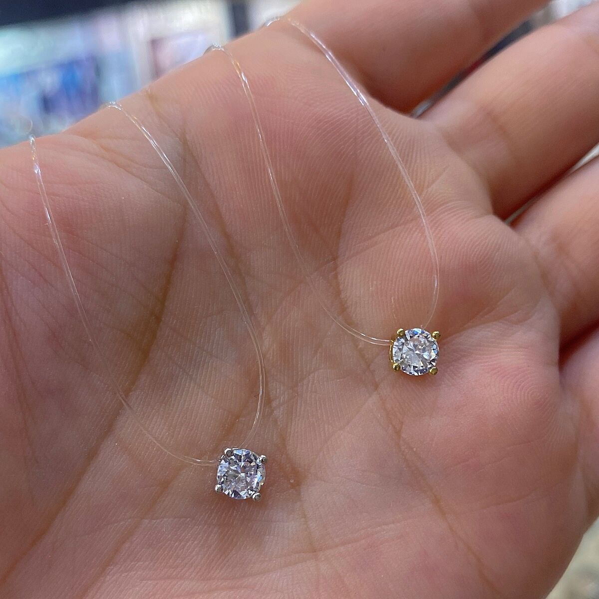 Gümüş 5 mm taşlı hayalet misina kolyehs26552e3
